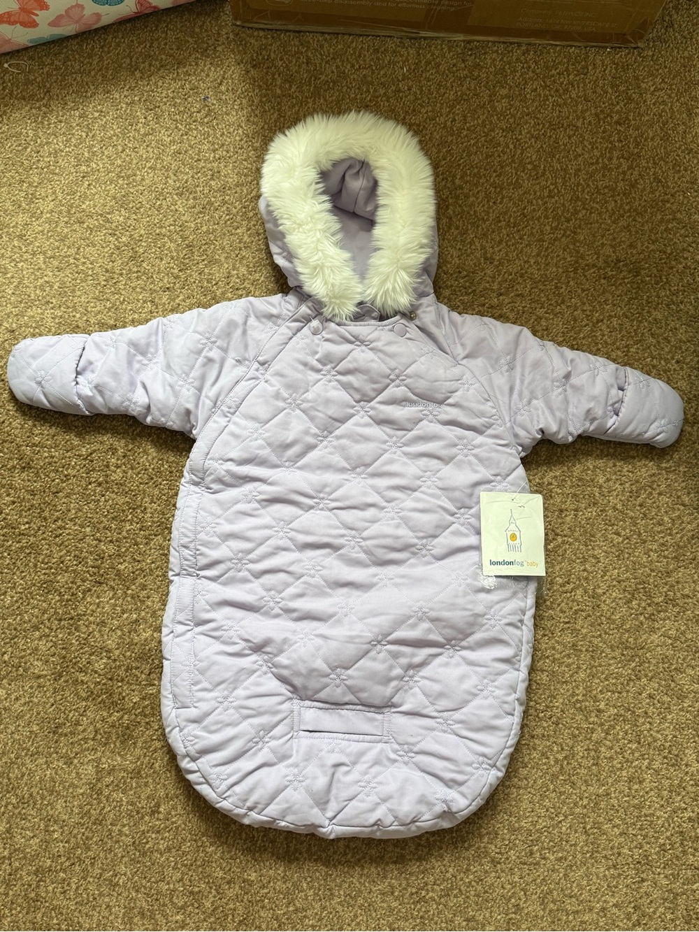 NWT London Fog Baby Lavender Quilted Bunting 0-6M